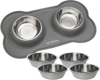 KaraLuna Futternapf Set aus Silikon und Edelstahl für Hunde und Katzen in Grau Größe S - 200 ml – Bild 1 von 11