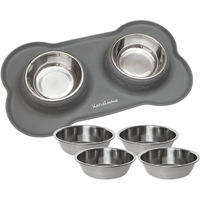 Produktbild von KaraLuna Futternapf Set aus Silikon und Edelstahl für Hunde und Katzen in Grau Größe S - 200 ml