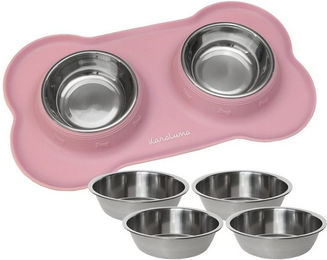 KaraLuna Futternapf Set aus Silikon und Edelstahl für Hunde und Katzen in Rosa Größe S - 200 ml – Bild 1 von 9