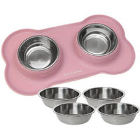Produktbild von KaraLuna Futternapf Set aus Silikon und Edelstahl für Hunde und Katzen in Rosa Größe S - 200 ml