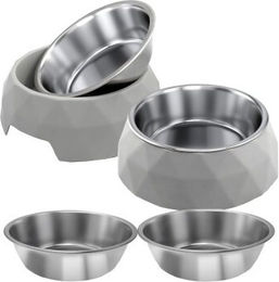 KaraLuna Napfset mit 4 Edelstahl-Einsätzen in Silber - 2 x 0,7 l – Bild 1 von 3