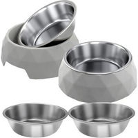 Produktbild von KaraLuna Napfset mit 4 Edelstahl-Einsätzen in Silber - 2 x 0,7 l
