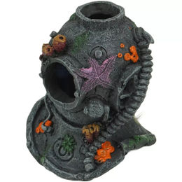Karlie Aquarium Dekoration Taucherhelm Figur und Höhle für Fische in Grau und Grün – Bild 1 von 6