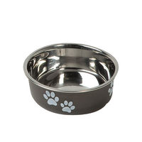 Produktbild von Karlie Bella Futternapf aus Edelstahl für Hunde in Schwarz mit Pfotenmotiv