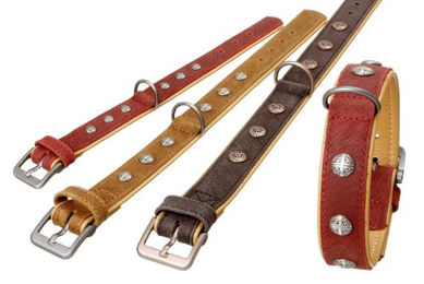 Produktbild von Karlie Buffalo Oriental Hundehalsband aus Leder in Dunkelrot-Braun Größe L 40 cm 30 mm