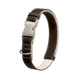 Karlie Buffalo Ultra Hundehalsband aus Kunstleder Schwarz-Hellbeige 25 mm 45-65 cm – Bild 1 von 5