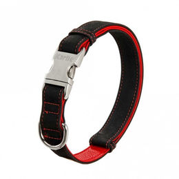 Karlie Buffalo Ultra Hundehalsband aus Kunstleder Schwarz/Rot 40 mm 55-75 cm – Bild 1 von 1