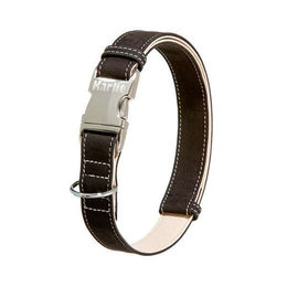 Karlie Buffalo Ultra Hundehalsband aus Leder Schwarz/Beige 40 mm 55-75 cm wasserabweisend – Bild 1 von 1