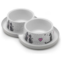 Produktbild von Karlie Cats in Love Katzen Doppelnapf Flamingo aus Kunststoff Weiß 700 ml - 2 x 350 ml