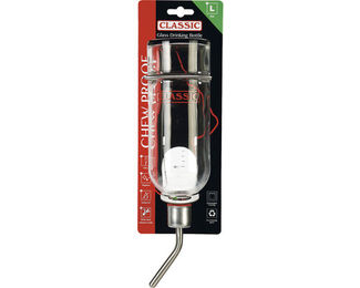 Karlie Classic Kleintiertränke Glas Trinkflasche L 750ml Transparent Rot - 1 Stk. – Bild 1 von 3