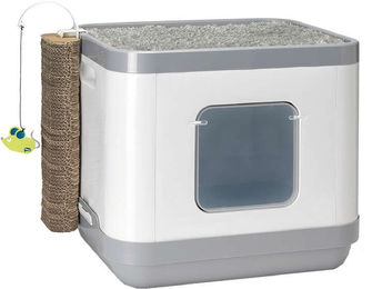 Karlie Cube II Katzentoilette Möbel-Toilette 3in1 aus Kunststoff Grau - 1 Stk. – Bild 1 von 11