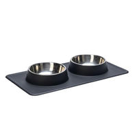 Produktbild von Karlie Dex Dinner Set Futternapf aus Silikon und Edelstahl Schwarz 2 x 350 ml - 700 ml