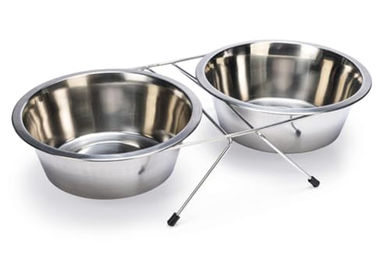 Karlie Duo Dinner Erhöhter Napf aus Edelstahl in Silber mit 22 cm Durchmesser - 3000 ml – Bild 1 von 1