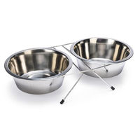 Produktbild von Karlie Duo Dinner Erhöhter Napf aus Edelstahl in Silber mit 22 cm Durchmesser - 3000 ml