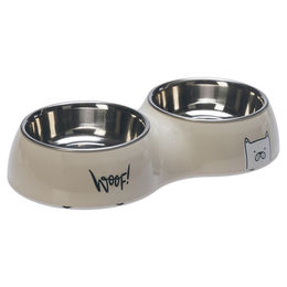 Karlie Elize Futternapf Set für Hunde aus Kunststoff in Grau und Beige - 2 x 480 ml – Bild 1 von 2