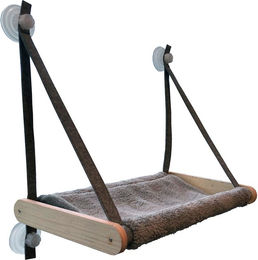 Produktbild von Karlie Fensterliege Willo Hängematte aus Holz in Grau Natur Braun L 54 x B 32 x H 55 cm