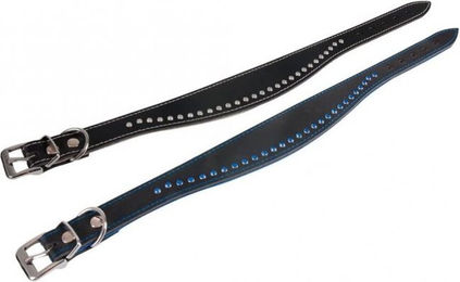 Karlie Flaingo Chic Hundehalsband aus Leder Schwarz-Grau 45 cm x 35 mm – Bild 1 von 2