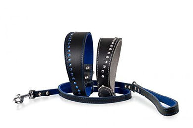 Karlie Flamingo Halsband Chic aus Leder für Hunde in Schwarz-Grau 40cm x 35mm – Bild 1 von 4
