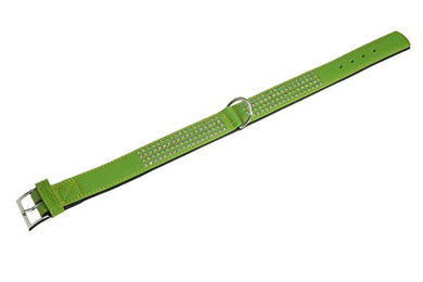 Karlie Halsband Vintage Strass aus Leder Grün Größe L 65 cm 40 mm vierreihig – Bild 1 von 2
