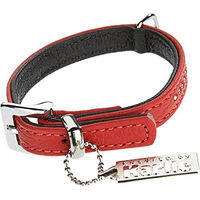 Produktbild von Karlie Halsband Vintage Strass aus Leder Rot Größe L 24 cm x 10 mm - 24 cm