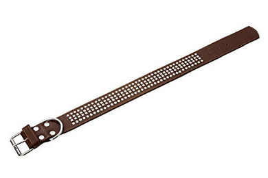 Karlie Hundehalsband Vintage Viereckniete aus Leder Braun Größe L 70 cm x 50 mm – Bild 1 von 2