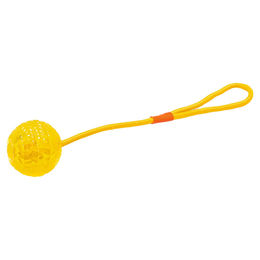 Karlie Hundespielzeug Ball mit Wurfseil aus TPR und Baumwolle Gelb - 1 Stk. – Bild 1 von 5