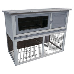 Produktbild von Karlie Kaninchenstall Duplex Cottage aus Holz für Kaninchen und Meerschweinchen in Braun und Grau