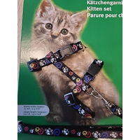 Produktbild von Karlie Kätzchengarnitur Sportiv Motiv Maus Schwarz mit Geschirr und 120cm Leine für Kitten