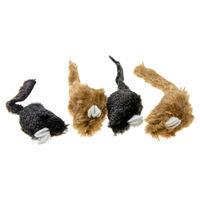 Produktbild von Karlie Katzen-Spielzeug Set mit 4 Plüsch-Mäusen und Catnip in Grau, Braun und Bunt