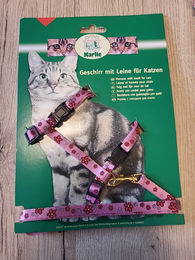 Karlie Katzengeschirr mit Leine Rosa Blümchen Muster 110 cm – Bild 1 von 5