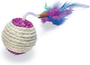 Karlie Katzenspielzeug Sisal Spielball mit Feder und Rassel in verschiedenen Farben – Bild 1 von 4