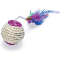 Produktbild von Karlie Katzenspielzeug Sisal Spielball mit Feder und Rassel in verschiedenen Farben