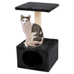 Karlie Kratzbaum Amethyst für Katzen aus Plüsch und Sisal Schwarz 30x30x55 cm – Bild 1 von 10