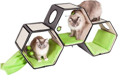 Karlie Kratzbaum Hexagone Lounge für Katzen Grün-Grau mit Sisal 118,5x35x61,5 cm – Bild 1 von 1