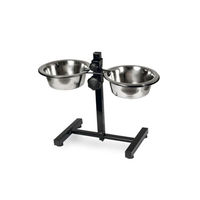 Produktbild von Karlie Napfständer mit höhenverstellbaren Edelstahlnäpfen in Schwarz und Silber - 2 x 810 ml