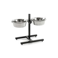 Produktbild von Karlie Otis Plus Doppelnapfständer aus Edelstahl in Silber/Schwarz mit 2 Näpfen Größe S - 2 x 1,6 l