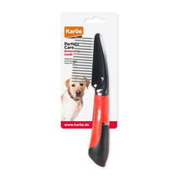 Karlie Pflegekamm für Langhaarige Hunde aus Gummi Rot Schwarz 21x5,5 cm – Bild 1 von 2