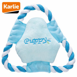 Produktbild von Karlie Plüsch-Welpenspielzeug Frisbee mit Seil und Squeaker Blau - 1 Stk.