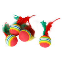 Produktbild von Karlie Regenbogenbälle mit Feder 4er Set Katzenspielzeug aus Gummi bunt