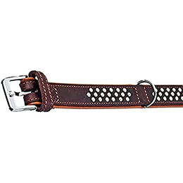 Produktbild von Karlie Rondo Hundehalsband aus Leder mit Rundkopfnieten Braun Größe L 42 cm 25 mm
