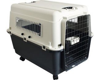 Karlie Transportbox Nomad XXL aus Kunststoff grau-weiß 100 x 67 x 75 cm für bis zu 50kg – Bild 1 von 2