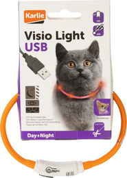 Karlie Visio LED Katzenhalsband mit Leuchtring in Orange, wasserdicht und wiederaufladbar, 20-35 cm – Bild 1 von 4