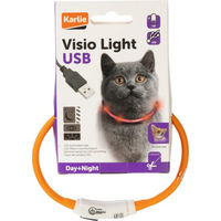 Produktbild von Karlie Visio LED Katzenhalsband mit Leuchtring in Orange, wasserdicht und wiederaufladbar, 20-35 cm