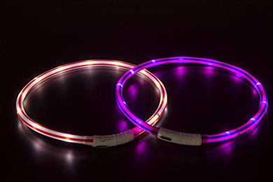 Karlie Visio Light LED Schlauchhalsband für Hunde rot-weiß wasserabweisend mit Akku - 1 Stk. – Bild 1 von 3