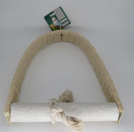 Karlie Vogelschaukel aus Sisal mit Kalksitzstangen für Papageien und Kakadus Beige L 25 x 38 cm – Bild 1 von 2