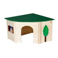Produktbild von Karlie Wonderland Eckhaus Ecco L Kleintierhäuschen aus Holz in Grün und Natur mit den Maßen 24 x 34 x 16 cm