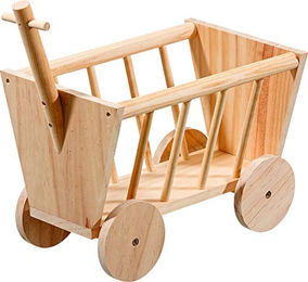 Karlie Wonderland Heuraufe Bollerwagen M aus Holz in Braun und Natur 29x21x19 cm – Bild 1 von 12