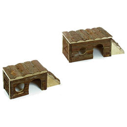 Karlie Wonderland Naturholzhaus mit Leiter für Kaninchen und Meerschweinchen 54 x 23 x 20 cm – Bild 1 von 4
