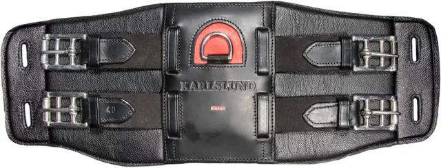 Karlslund Ergonomischer Leder-Kurzgurt für Pferde in Schwarz – Bild 1 von 2