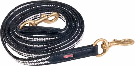 Karlslund Gummizügel für Pferde aus geflochtenem Gummi in Schwarz-Weiß - 250 cm – Bild 1 von 2